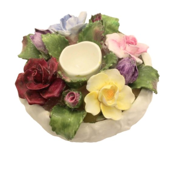 Aynsley Floral China Taper Candle Holder - Picture 1 of 6